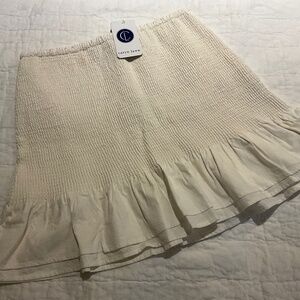 Caryn Lawn White Ivory Tube Top Mini Skirt Elastic Waist Ruffle Hem ONE SIZE NEW